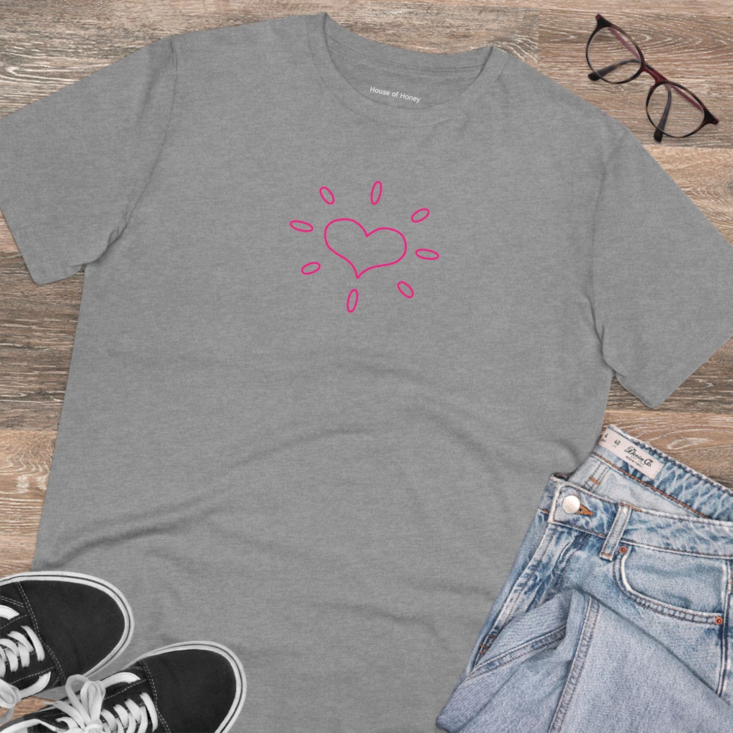 'GIVE HEART' Outline Organic T-shirt - Unisex