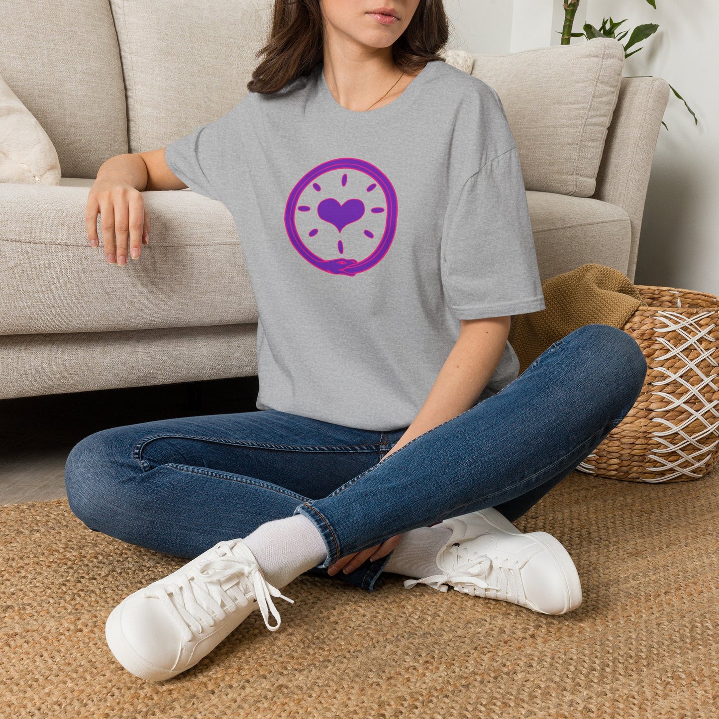 'Oroboros Heart' Organic Creator T-shirt - The ancient mythical symbol of the world devouring serpent represents the eternal cycle of destruction and rebirth, infinity, and the unity of opposing force